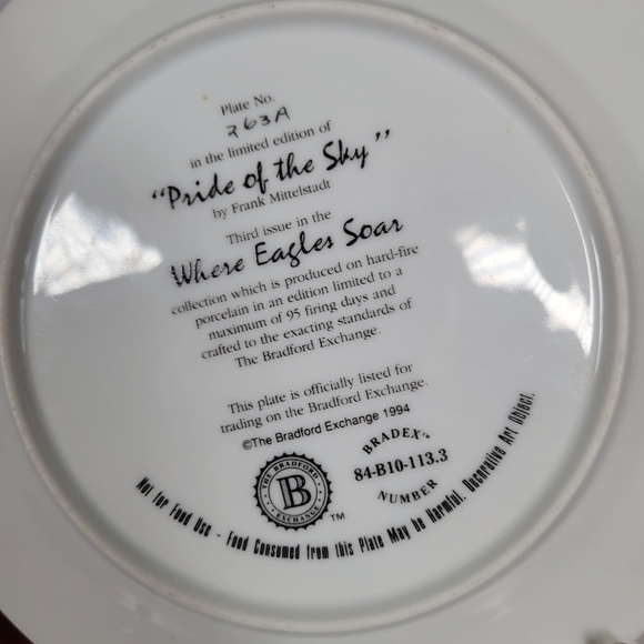 Vintage The Bradford Exchange "Pride of the Sky" by Frank Mittelstadt Plate - Picture 6 of 14